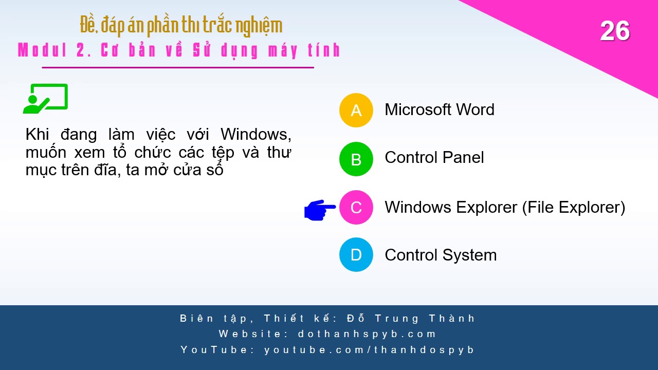 Đề-Đáp án 120 câu phần trắc nghiệm thi Chứng chỉ Tin học. Modul 2_Cơ bản về sử dụng máy tính - youtube