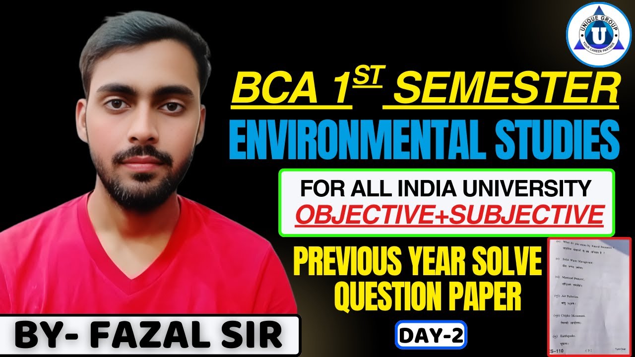 BCA 1st Sem Environmental Studies 🌱 |PYQ Objective + Subjective | All ...