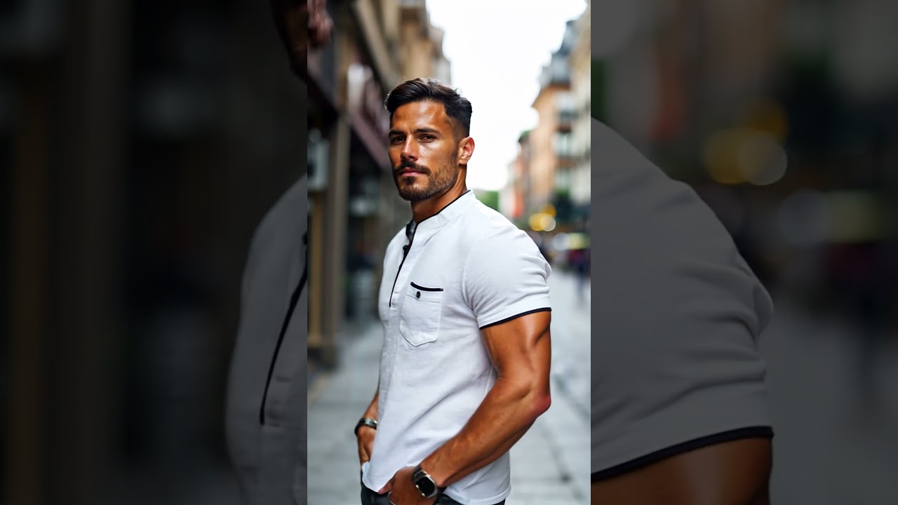 Men's Casual Cotton Pocket Short Sleeve Henley T-Shirt. 