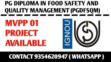 MVPP 01 Ignou Project / Ignou PGDFSQM Project submission / MVPP 01 Project Work