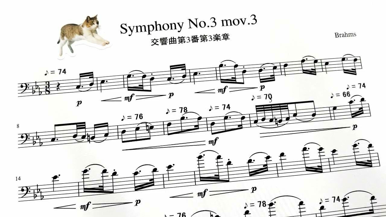 ブラームス「交響曲第3番第3楽章」チェロ演奏用 / Brahms 