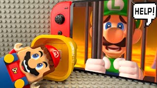 Lego Mario enters the Nintendo Switch to save Luigi from Bowser! Super Mario Odyssey Story