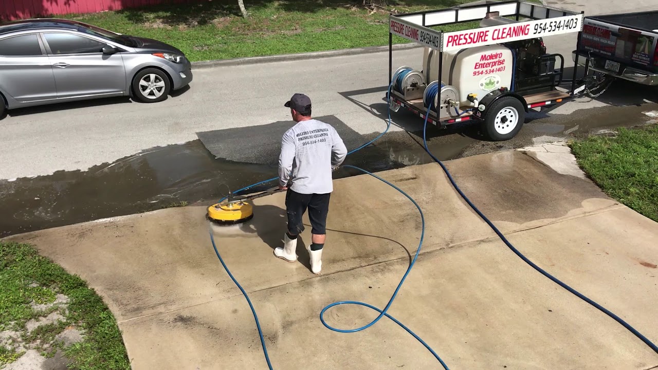 Pressure Cleaning Driveway in Miami Lakes, FL Clean Results! YouTube