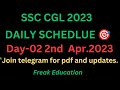 Day - 02 Daily Study Target for SSC CGL 2023 Pre Exam 🎯 #freakeducation