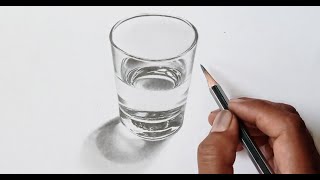 How to draw a water glass step by step / Pencil drawing / Glass sketch by pencil /