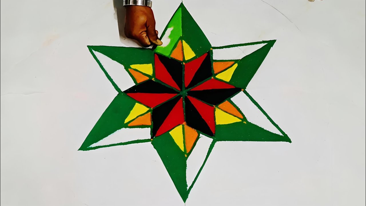 3d Rangoli Kolam designs // Simple And Easy Kolam Rangoli // simple 3d ...