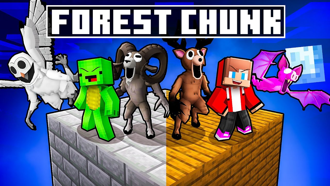 JJ and Mikey Survive on 99 NIGHTS IN THE FOREST Chunk in Minecraft - Maizen