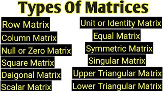 Types Of Matrices with definition and Example | Matrices Definition with Example Mathematics |Matrix