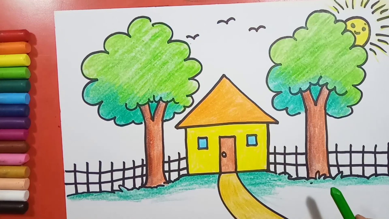 Easy and Simple House Drawing - YouTube