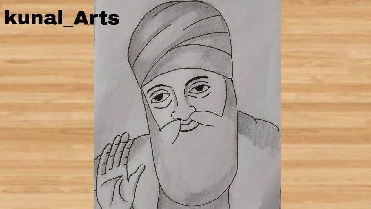 Guru nanak dev ji drawing for beginners easy drawing step by step - YouTube