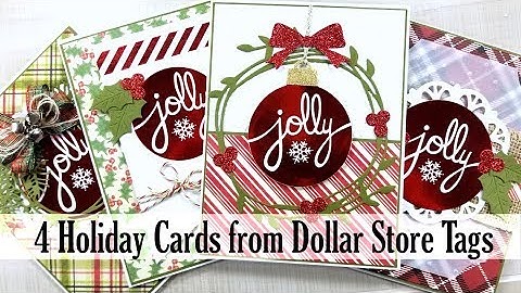 4 Christmas Cards from Dollar Store Tags Polly