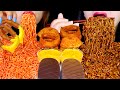 ASMR BLACK BEAN NOODLES + SPICY FIRE NOODLES + CHEESY ONION RINGS + CHOCOLATE ICE CREAM BARS 짜장면 먹방