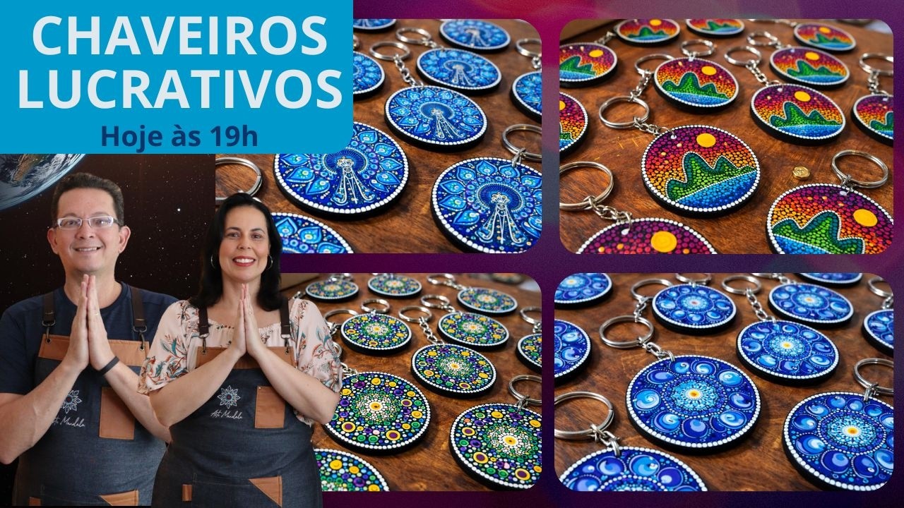 Chaveiros Lucrativos com mandalas em pontilhismo