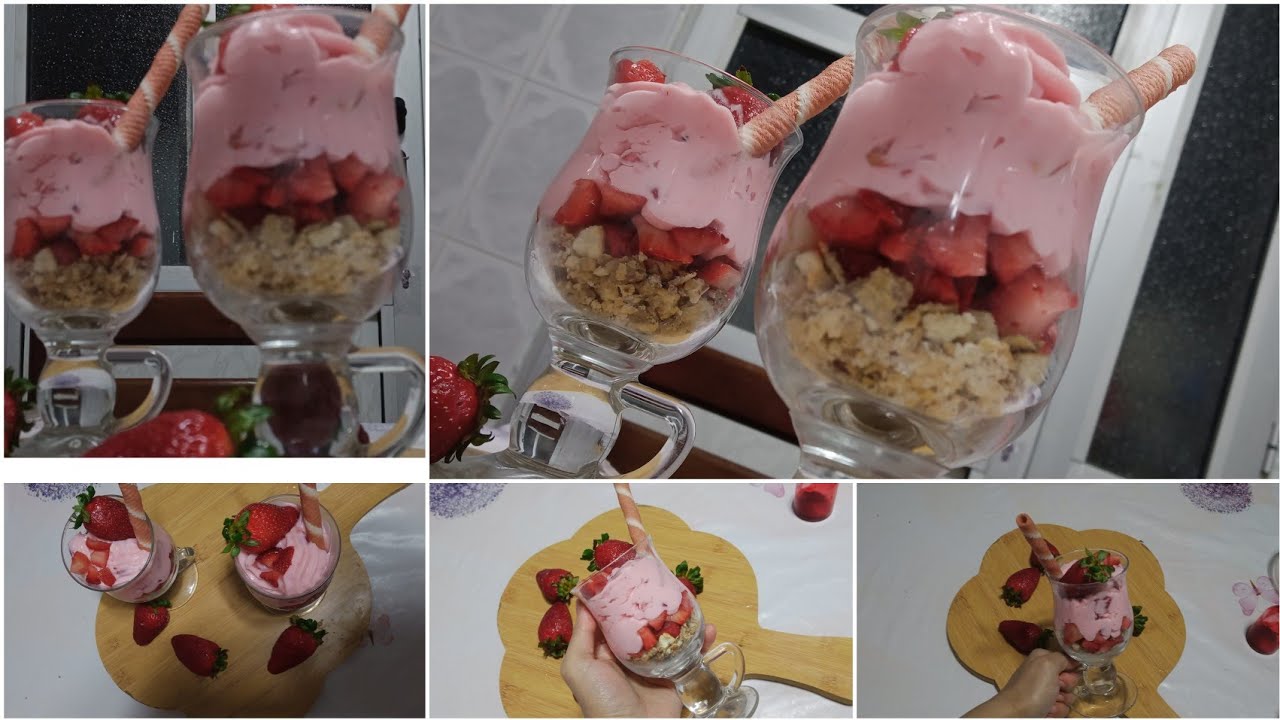 #رمضانيات مع مينا 5/تحلية الفراولة سهلة و سريعة و جي بنينة لازم جربيها في هدا رمضان 😍🤤🍓🍧