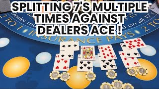 Blackjack | $500,000 Buy In | AMAZING High Limit Win! Splitting 7’s Multiple Times vs Dealer Ace!! screenshot 5