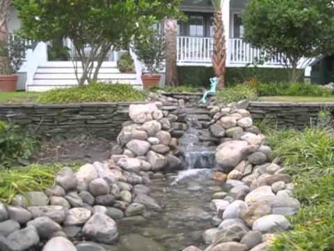 Backyard Stream with Multiple Waterfalls and a Pond - YouTube
