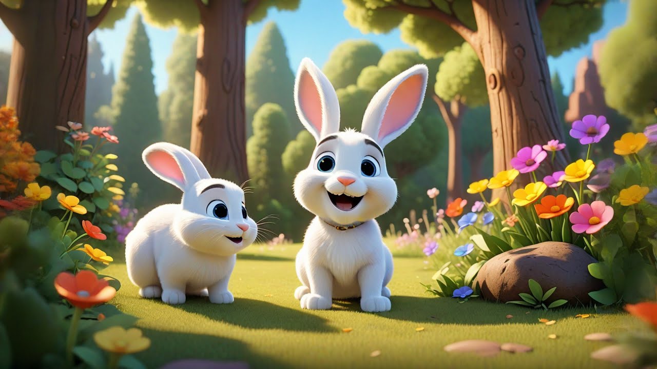 Four Fluffy Bunnies Bounce and Flip | Bunny Song for Kids | Fun Counting Rhymes and Baby Songs