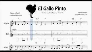 Video thumbnail of "El Gallo Pinto Tablatura y Partitura de Guitarra con Acordes Tabs Partituras tocapartituras com"