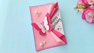 How to make Butterfly Birthday Card / Handmade easy card Tutorial