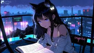 Lofi Chill Focus Mix for Late Night Study | Neko Girl in Rainy Tokyo Ambience 🌙📖