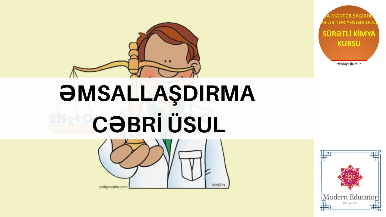 Reaksiya tənliyi əmsallaşdırmaq üçün asan üsul - cəbri üsul