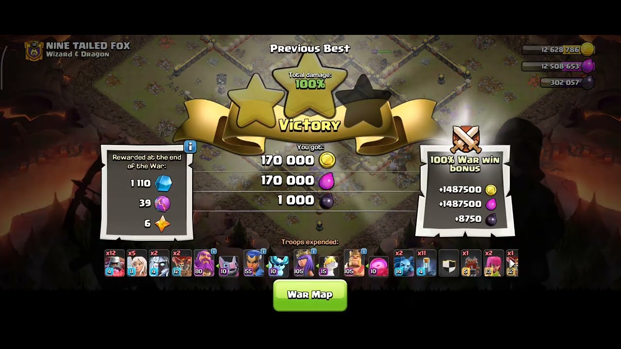 Frndly war match against Lizard & Dragon clan and beat the No.1 base