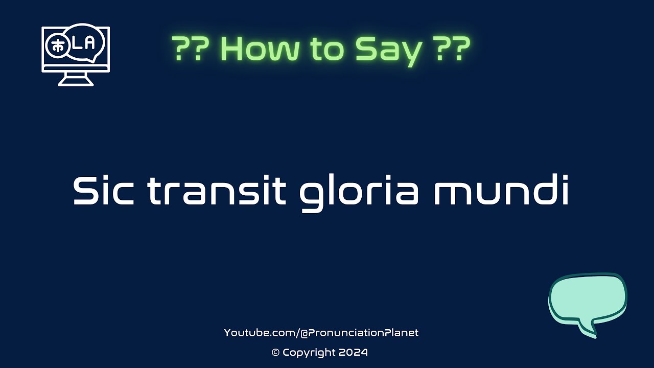 Sic Transit Gloria Mundi übersetzung www.youtube.com