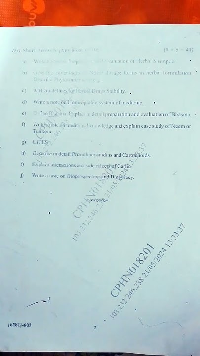 sppu (pattern 2019) herbal drug technology #que.paper(sem 6th) b.pharm ... image.