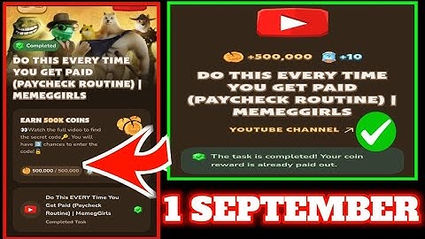 1 September memefi YouTube video| Do This EVERY Time You Get Paid (Paycheck Routine) | code today|