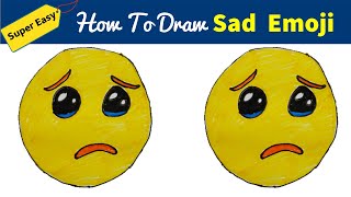 How To Draw Sad Emoji Easy Drawing Step By Step