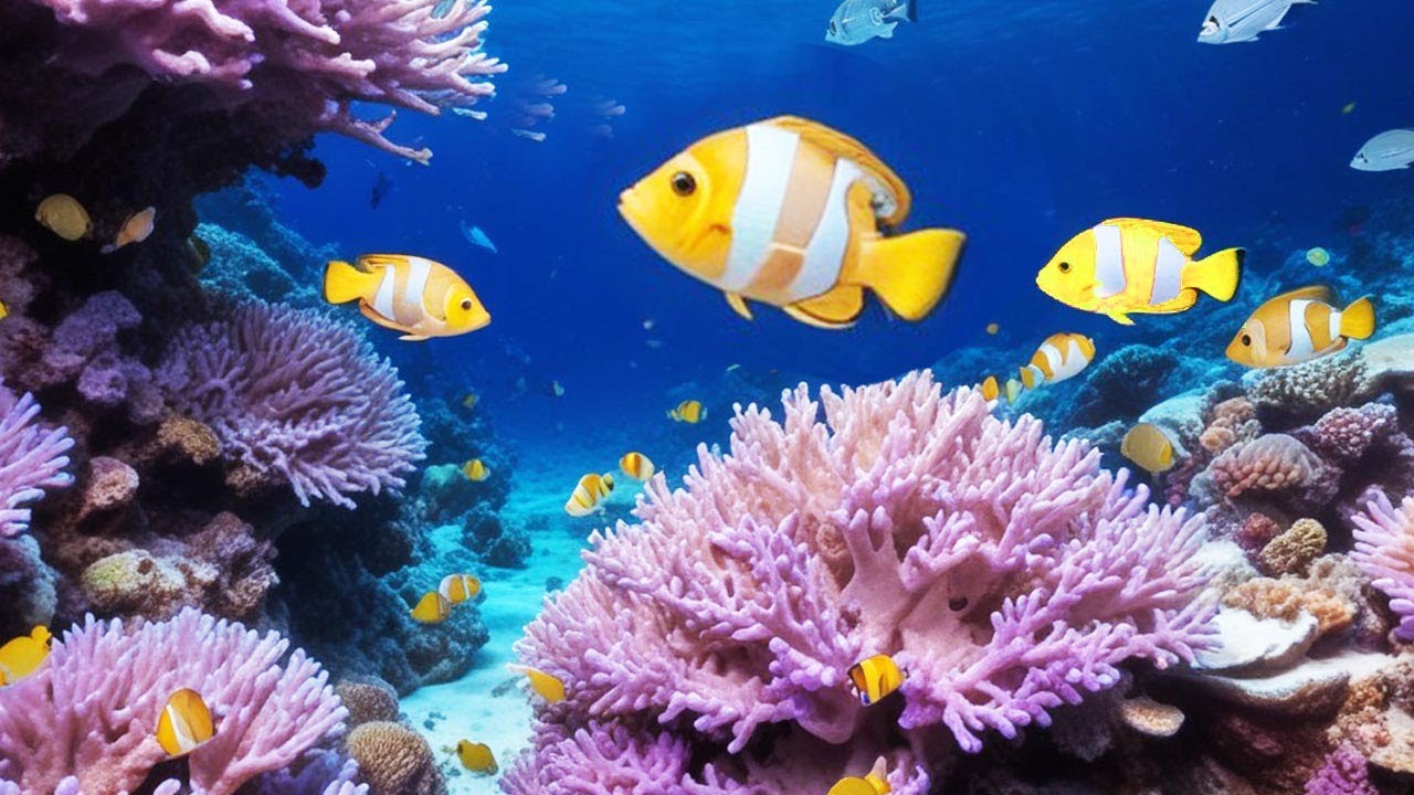 Aquarium virtuel relaxant poissons récifs de corail et musique zen