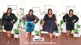 Shein plus size holiday party wear try on haul| dress haul