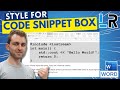MS Word Create style for code snippet box ✅ 2 MINUTES