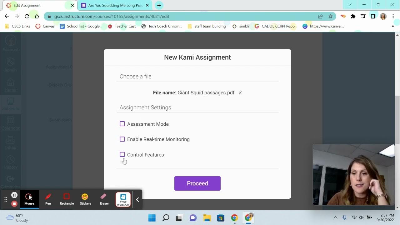 how to put a kami assignment in canvas