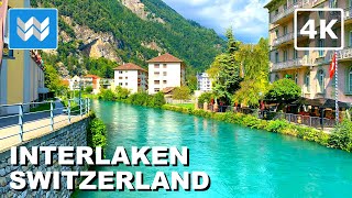 [4K] Interlaken Switzerland 🇨🇭 Walking Tour Vlog & Vacation Travel Guide 🎧