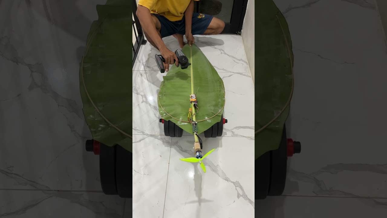 creative idea! make a remote control flying banana leaf kite 