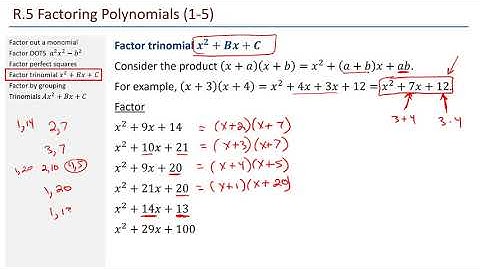 Math 140A Unit 5 Day 2 - R.5 Factoring Polynomials (1-5)