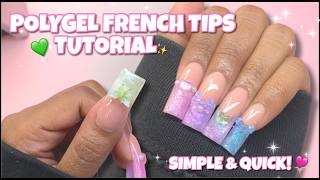 EASY SHIMMER POLYGEL FRENCH TIPS! 💕 USING POLYGEL I BOUGHT IN 2022!! + CUTE NAIL CHARMS APPLICATION