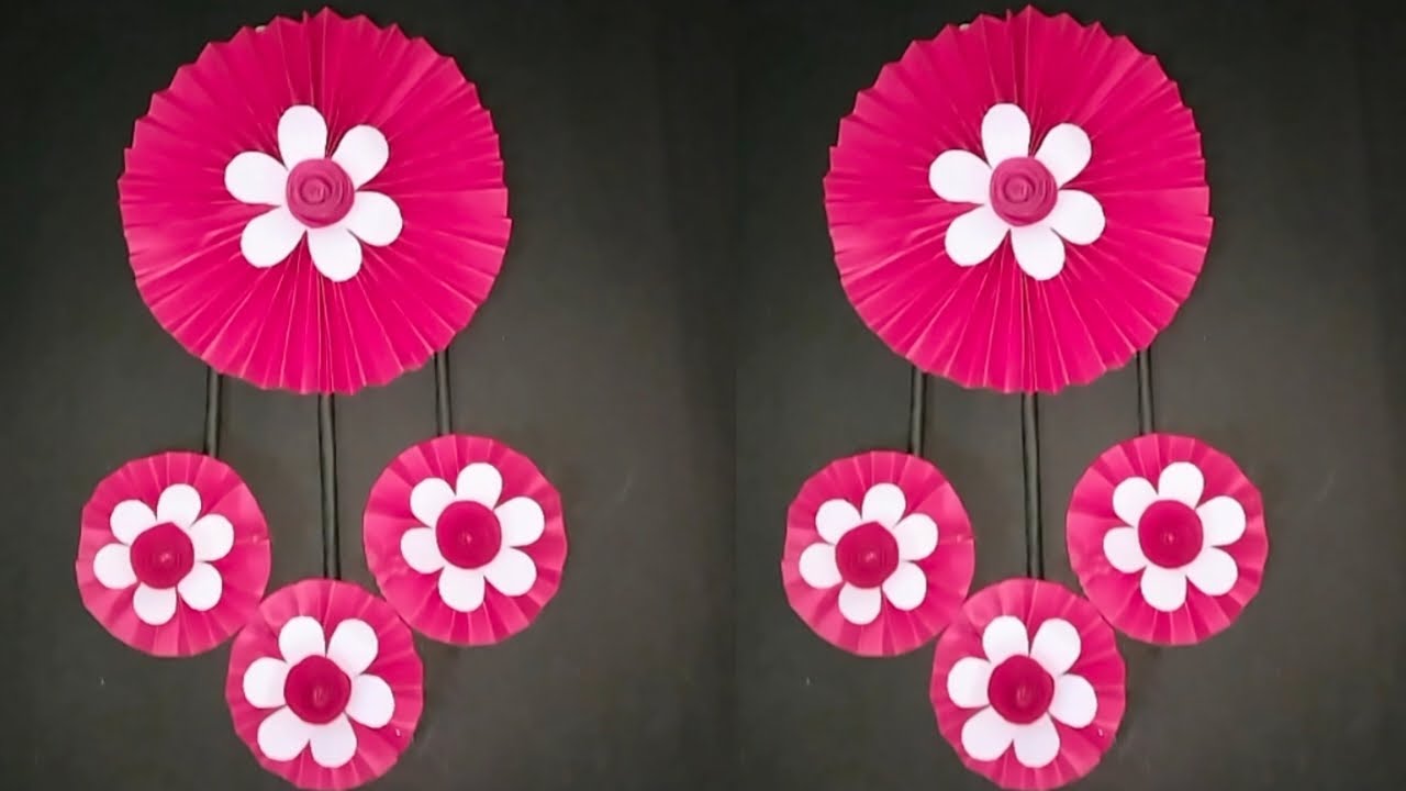 Easy and Beautiful Paper Flowers Wall Hanging craft ideas _ Home Decor