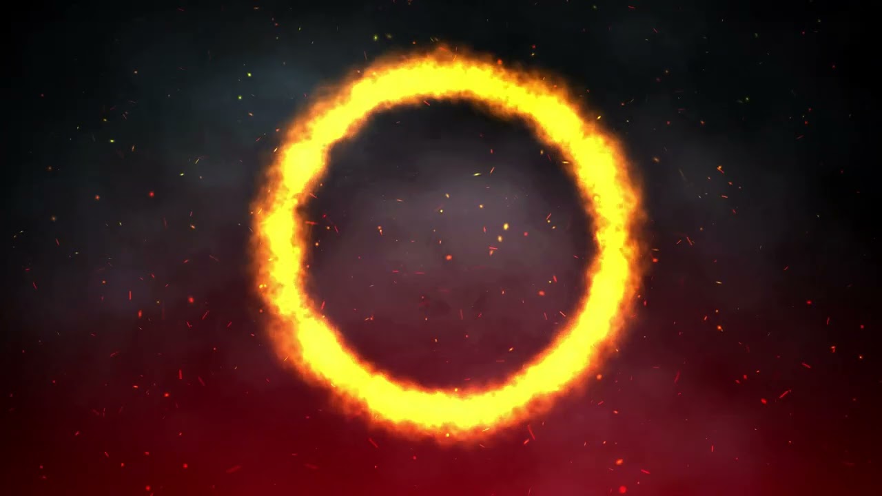 Free 4K Burning Circle with Sparks on Smoke Background