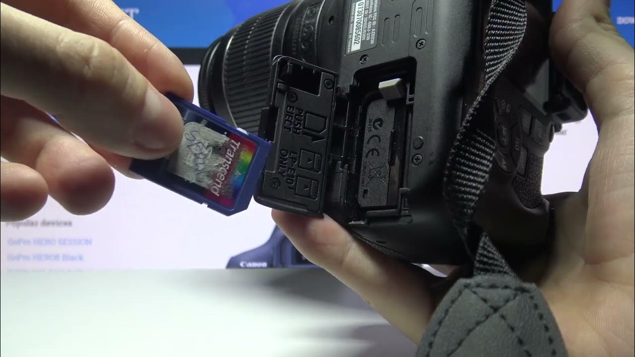 How Insert SD Card in Canon EOS Rebel DSLR Camera - How to Mount SD Card EOS Rebel T6 - YouTube