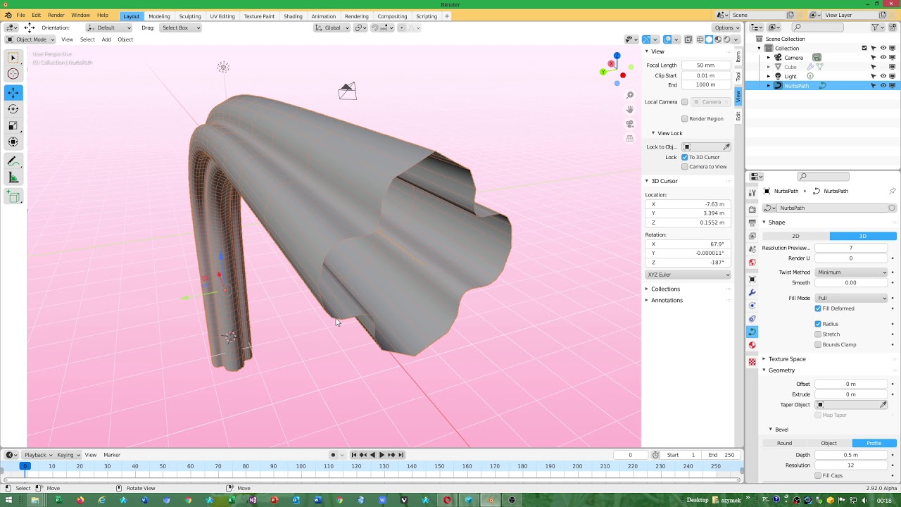 Blender 2 92 Alpha Bevel Nurbs Curve Tutorial En Youtube