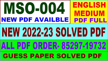 mso 004 solved assignment 2022-23 / mso 4 solved assignment in English / ignou ma sociology solved