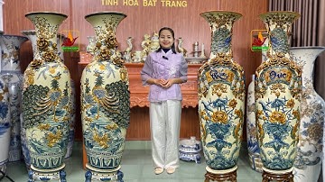 Bộ Đôi Đẳng Cấp: Lộc Bình Phúc Đức & Công Đào Đắp Nổi Men Rạn - Cam Kết Chất Lượng Trọn Đời