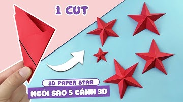 Cách Cắt NGÔI SAO 5 CÁNH 3D Chỉ Một Nhát Kéo / 3D Paper Star / MIA Art & Craft