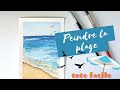 Paysage aquarelle facile  peindre une plage