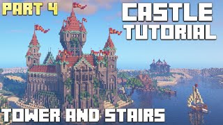 Minecraft Tutorial: How to Build a Castle Block by Block - Part 4 - Tower and Stairs