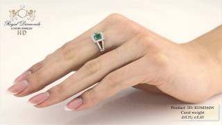 Diamantringe - RDM544W-0.31 - 18kt Weißgold Ring mit einem Smaragd umgeben von Brillanten