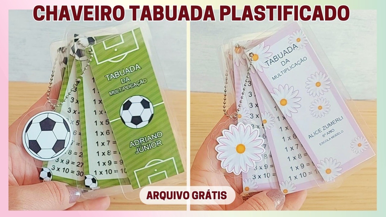 Chaveiro de Tabuada Plastificado - Passo a Passo com Arquivo Grátis