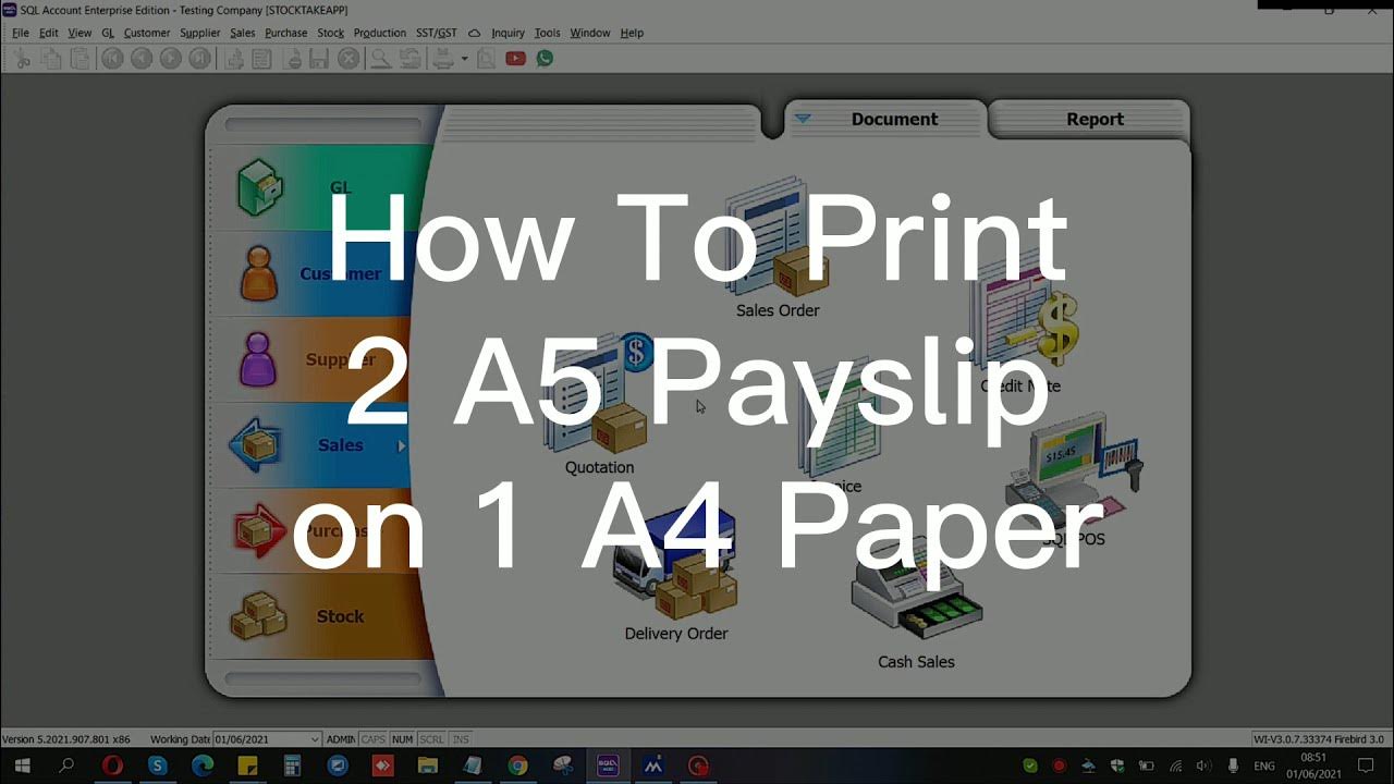 How To Print 2 A5 Payslip on 1 A4 Paper 如何把2张A5薪水单打印在1张A4纸上 SQL